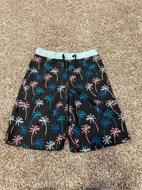 Grom Youth Board Shorts Size Large 10-12 Palm Tree Print Swim Trunks Beach Surf